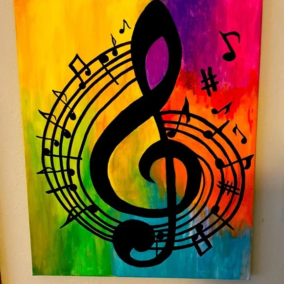 アート・デザイン・音楽 Painting acrylic on canvas Guitar and Bass Yin Yang Painting, Acrylic 12 Inch Square